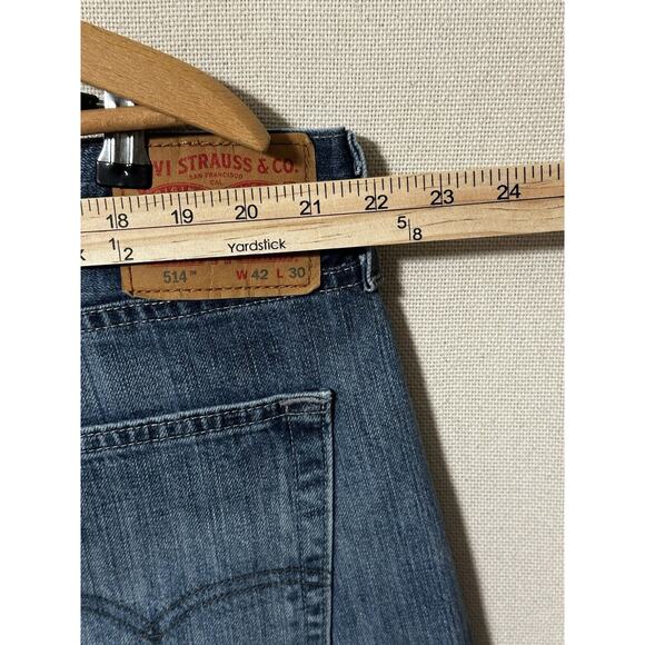 Levis 514 Men's 42x30 Straight Leg Mid Rise Medium Wash Jeans Pants - Picture 8 of 11